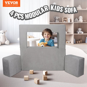 Modular Kids Play Couch | 4-Piece Sectional Sofa | Dark Grey
