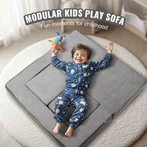 Modular Kids Play Couch | 4-Piece Sectional Sofa | Dark Grey