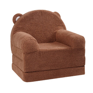 Baby Chair Sofa | 2-in-1 Foldable Lounger | Cartoon Brown Design