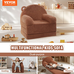 Baby Chair Sofa | 2-in-1 Foldable Lounger | Cartoon Brown Design