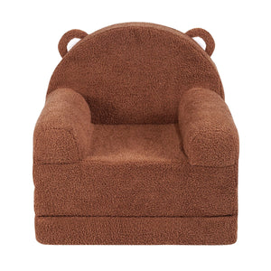 Baby Chair Sofa | 2-in-1 Foldable Lounger | Cartoon Brown Design