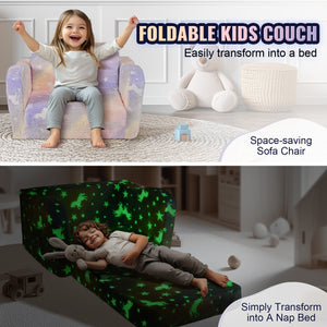 Foldable Baby Chair | 2-in-1 Lounger Sofa | Glow-in-the-Dark Kids Seat