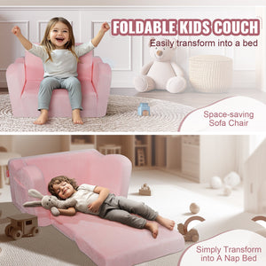 Baby Chair Sofa | Foldable 2-in-1 Lounger | Comfy Pink Design