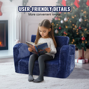 Baby Chair Sofa | Foldable 2-in-1 Lounger | Comfy Blue Design