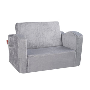 Baby Lounger Sofa | 2-in-1 Foldable Couch & Chair | Grey
