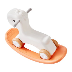 3-in-1 Rocking Horse for Toddlers | Detachable Balance Board & Wheels | Supports 80lbs | HDPE Ride-On Toy | Orange