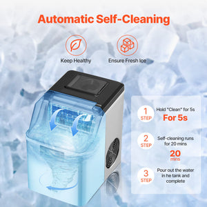 Countertop Ice Maker | 45lbs/24H Portable Self-Cleaning Machine with Scoop & Basket