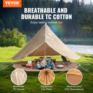 Canvas Bell Tent | 4m 4-Season Yurt with Stove Jack