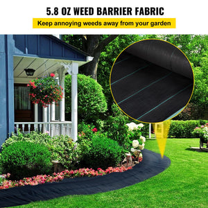 Weed Barrier Fabric | 5.8oz Heavy Duty Woven Ground Cover | 4ft x 300ft Landscape Geotextile for Weed Control