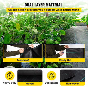 Weed Barrier Fabric | 5.8oz Heavy Duty Woven Ground Cover | 4ft x 300ft Landscape Geotextile for Weed Control