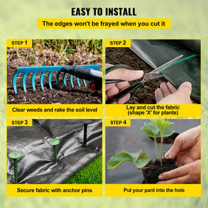 Weed Barrier Fabric | 5.8oz Heavy Duty Woven Ground Cover | 4ft x 300ft Landscape Geotextile for Weed Control