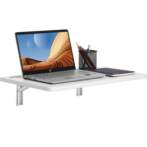 Wall Mounted Folding Table 23.6"x15.6" | Wooden Floating Drop Leaf Desk with Carbon Steel Bracket | Space-Saving Table for Dining, Laundry & Office