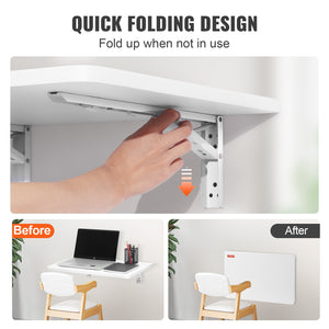 Wall Mounted Folding Table 23.6"x15.6" | Wooden Floating Drop Leaf Desk with Carbon Steel Bracket | Space-Saving Table for Dining, Laundry & Office