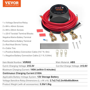 Dual Battery Isolator Kit 140A | Manual & Auto VSR with LCD | For ATV, UTV, RV, Caravan, Boat & Truck