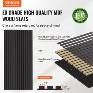 Wood Slat Acoustic Panels | 23.6"x47.2" Modern Wall Cladding | Black Oak Finish