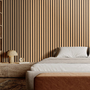 Wood Slat Acoustic Panels | 23.6"x47.2" Decorative Wall Panels | Light Oak Finish