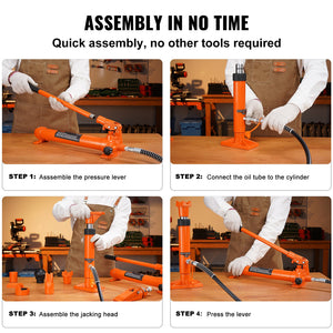 Porta Power Hydraulic Jack 4 Ton | 1.2m Oil Hose | Auto Body Frame Repair Kit with Storage Case | 8800lbs Capacity