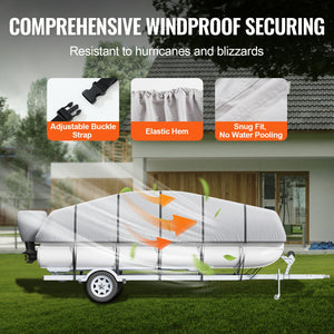 Pontoon Boat Cover | 800D Waterproof Trailerable | 19–20 ft