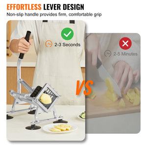 Commercial Vegetable Slicer | 1/2" Stainless Steel & Aluminum Manual Cutter | For Potatoes, Onions & Lemons