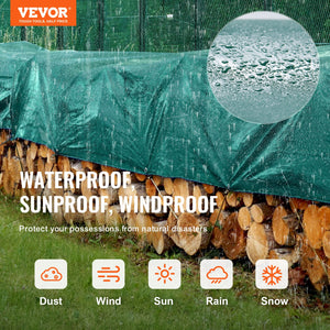 PVC Waterproof Tarp 16.5x29.5ft | Heavy Duty Green Tarpaulin with Grommets & Reinforced Edges