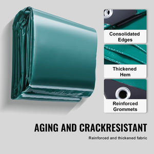PVC Waterproof Tarp 16.5x29.5ft | Heavy Duty Green Tarpaulin with Grommets & Reinforced Edges
