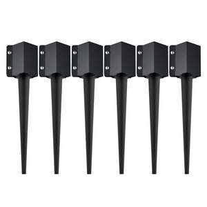 Fence Post Anchors | 6-Pack 24"x4"x4" Ground Spikes for Metal Fence Posts