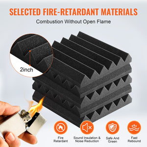 Acoustic Foam Panels | 36-Pack 12x12x2" for Soundproofing