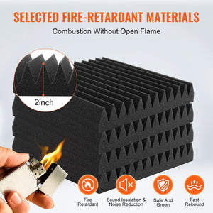 Acoustic Foam Panels | 50-Pack 12x12x2" for Studio Wall & Ceiling