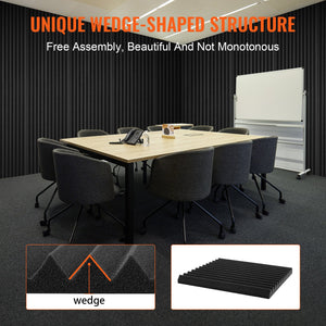 Acoustic Foam Panels | 52-Pack 12x12x1" Soundproof Wall Tiles