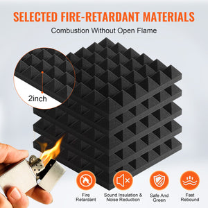 Acoustic Foam Panels | 24-Pack 12x12x2" for Studio Wall & Ceiling