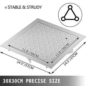 Recessed Manhole Cover 11.8"x11.8" | Galvanized Steel Square Cover & Frame | Sealed Design