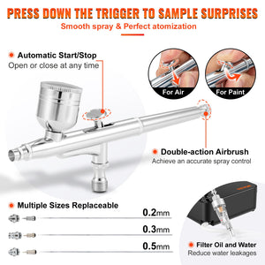 Airbrush Kit | Dual-Action System Compressor for Art & Makeup