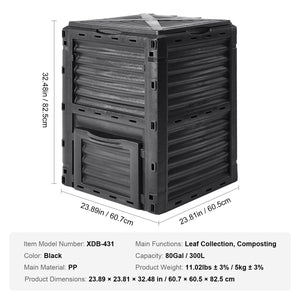 Garden Compost Bin 300L | Outdoor Composting Bin with Top Lid & Bottom Door