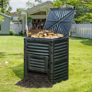 Garden Compost Bin 300L | Outdoor Composting Bin with Top Lid & Bottom Door