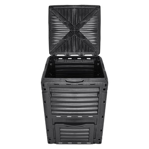 Garden Compost Bin 300L | Outdoor Composting Bin with Top Lid & Bottom Door
