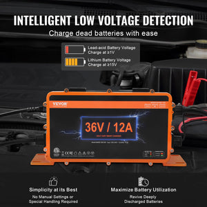 Golf Cart Charger | 12A Smart Battery Charger for EZGO | IP67