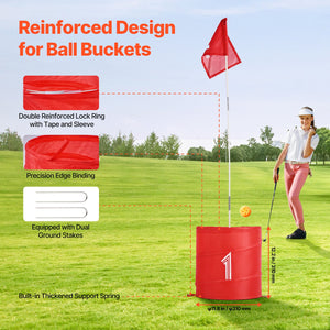 Backyard Golf Game | 3 Hole Portable Bucket Golf Chipping Game | For Kids & Adults | Indoor & Outdoor Play