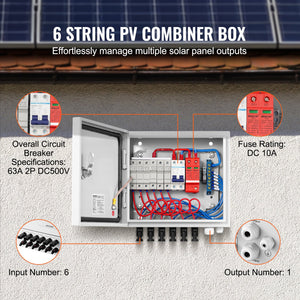 Solar PV Combiner Box | 6-String 10A Steel Case IP65 Rated