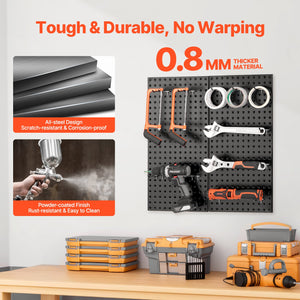 Metal Pegboard Panels | 609x305mm | 2 Wall Organizer Panels