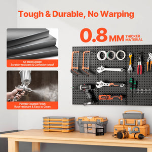 Metal Pegboard Panels | 609x305mm | 3 Wall Organizer Panels