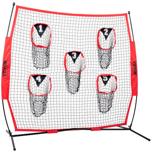Football Trainer Net 8x8ft | 5 Target Pockets | Portable Throwing Practice Net