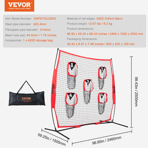 Football Trainer Net 8x8ft | 5 Target Pockets | Portable Throwing Practice Net