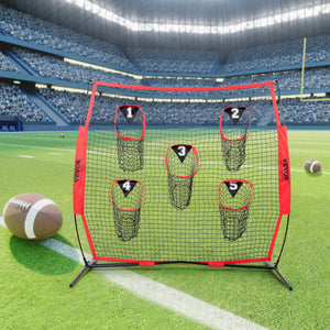 Football Trainer Net 8x8ft | 5 Target Pockets | Portable Throwing Practice Net
