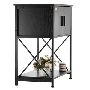 Aquarium Stand 20 Gallon | 25.6"x16.5"x31.9" Steel & MDF Tank Stand with Storage & Power Panel | Black