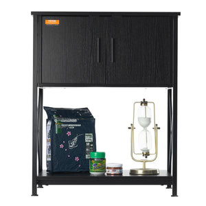 Aquarium Stand 20 Gallon | 25.6"x16.5"x31.9" Steel & MDF Tank Stand with Storage & Power Panel | Black