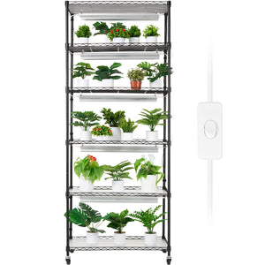 Indoor Plant Stand | 6-Tier 192W Grow Shelf with Lights | 70.9" Tall
