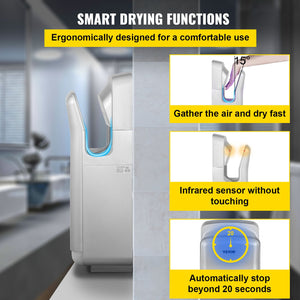 Jet Hand Dryer | Automatic High-Speed Blade Dryer for Washroom | Silver