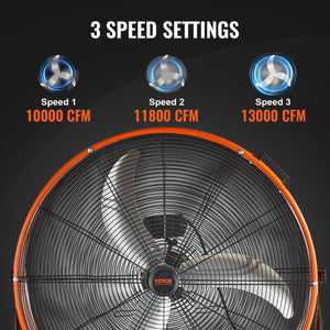 Drum Fan 30" | High Velocity Industrial 3-Speed | 13,000CFM