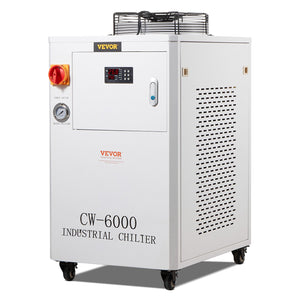 Industrial Water Chiller CW6000 | 1500W Compressor Cooling System | 15L Tank, 65 L/min Max Flow | For CO2 Laser Engraving Machine Cooling