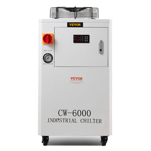 Industrial Water Chiller CW6000 | 1500W Compressor Cooling System | 15L Tank, 65 L/min Max Flow | For CO2 Laser Engraving Machine Cooling